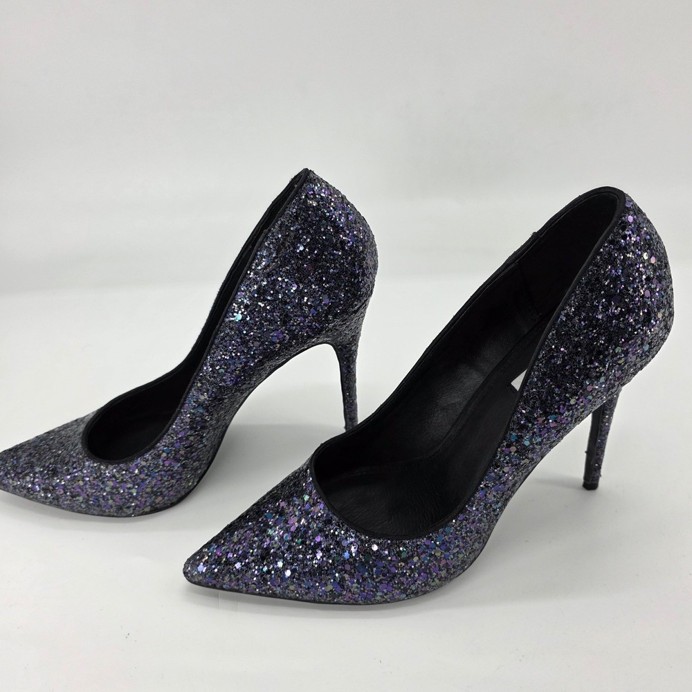 Steve Madden Pointed Toe Stiletto Heels Blue/Purple Glitter Atlantyl Pumps W 10M - Picture 3 of 7